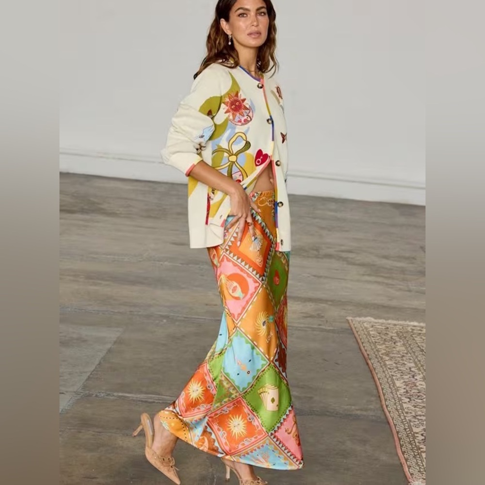 Never Fully Dressed Orange Patchwork Maxi Skirt - Picture 10 of 11